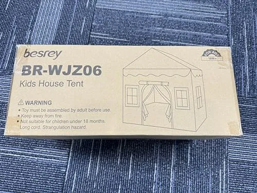 besrey Kids Play Tent, Kids Playhouse 2 in 1 with Padded Mat and String Lights, Large Play House with 2 Doors & 4 Windows, Kids Play Tent Indoor & Outdoor, Toddler Tent for Kids, 51" x35" x 51"