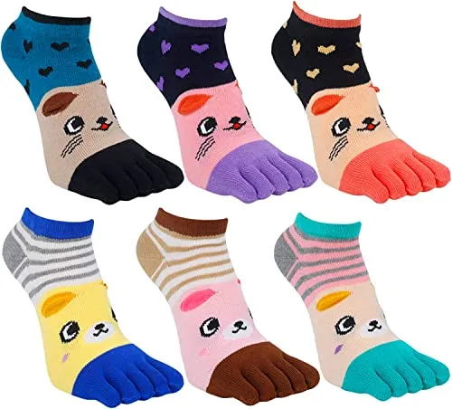 Funny Toe Socks for Women Five Finger Socks Girls, Novelty Ankle Low Cut Cat Socks Animal Feet Cat Feet Socks