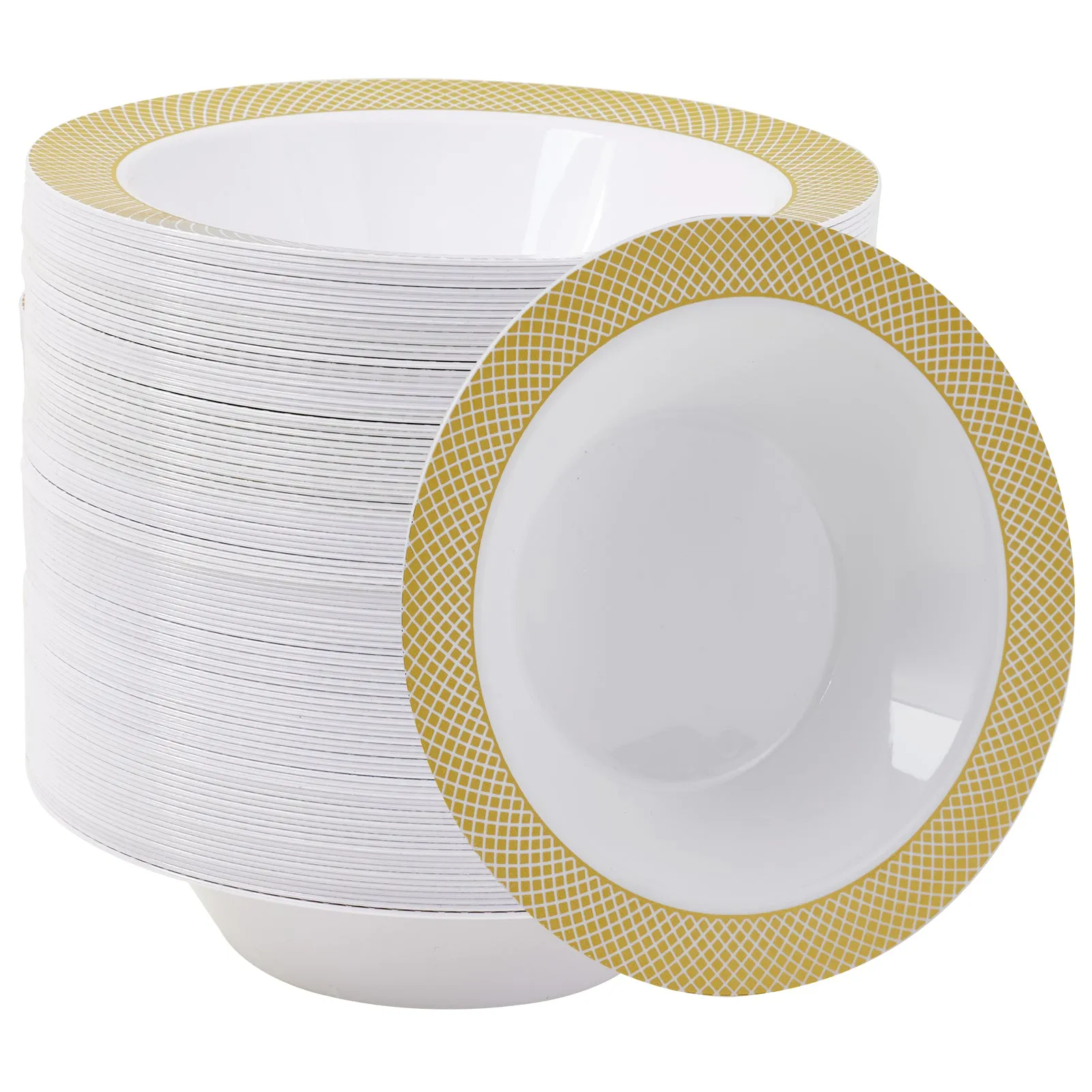 Gold&Silver Rim Plastic(PS) Bowls
