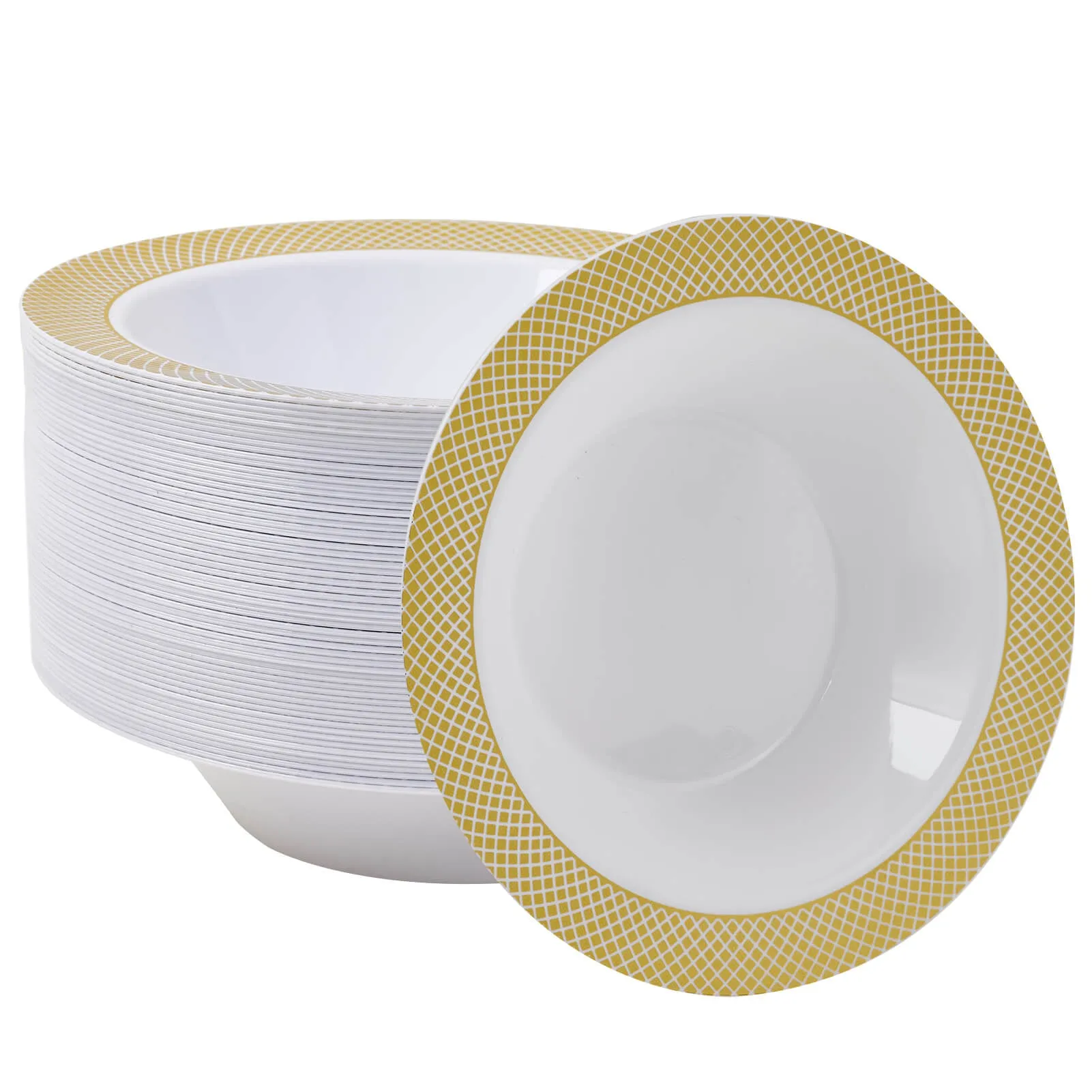 Gold&Silver Rim Plastic(PS) Bowls