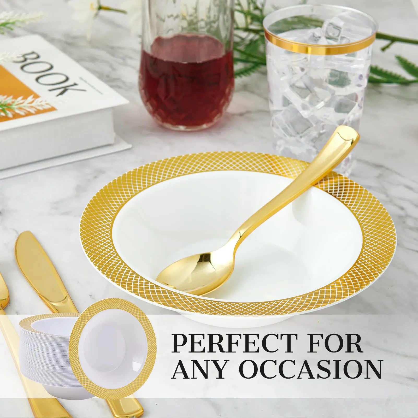 Gold&Silver Rim Plastic(PS) Bowls