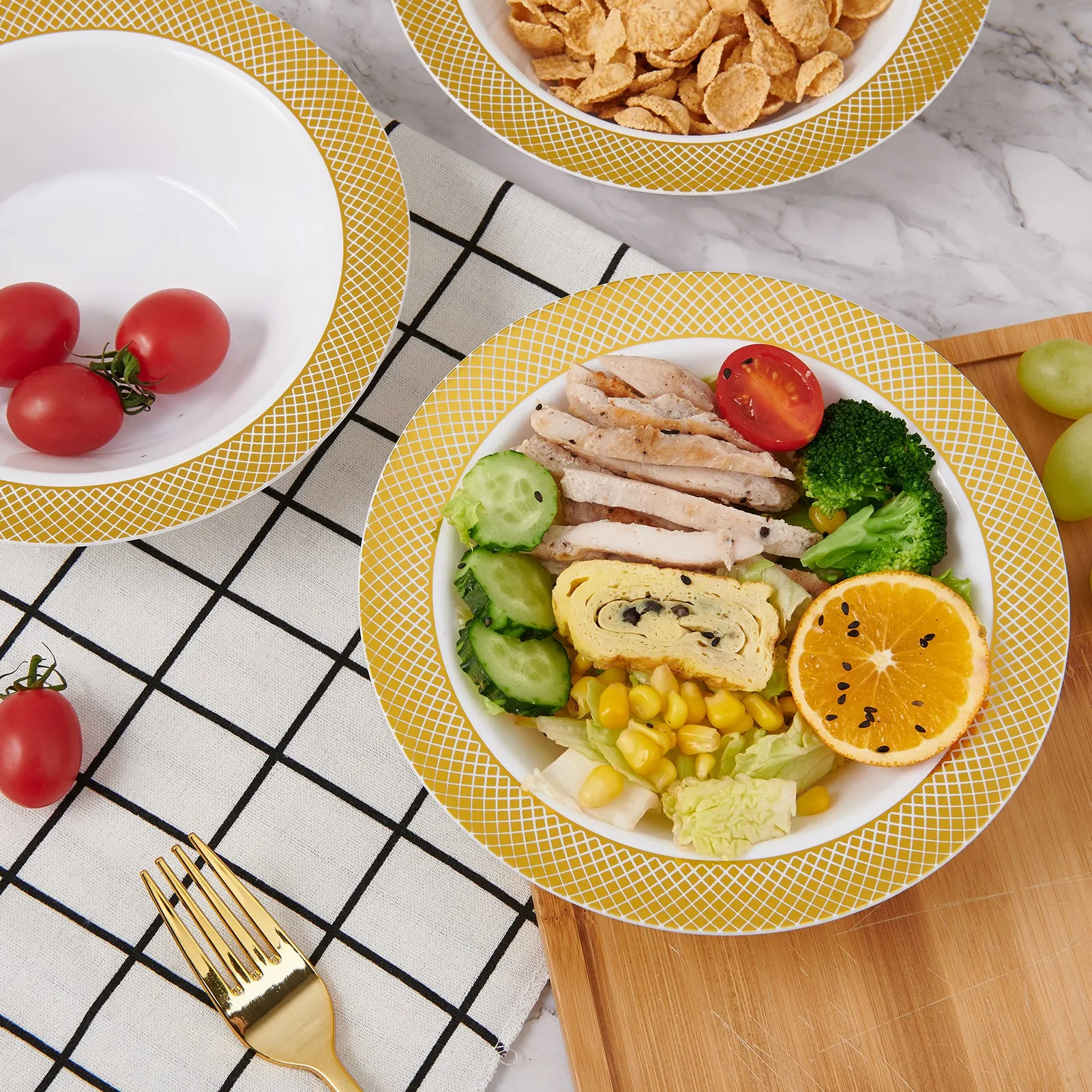 Gold&Silver Rim Plastic(PS) Bowls