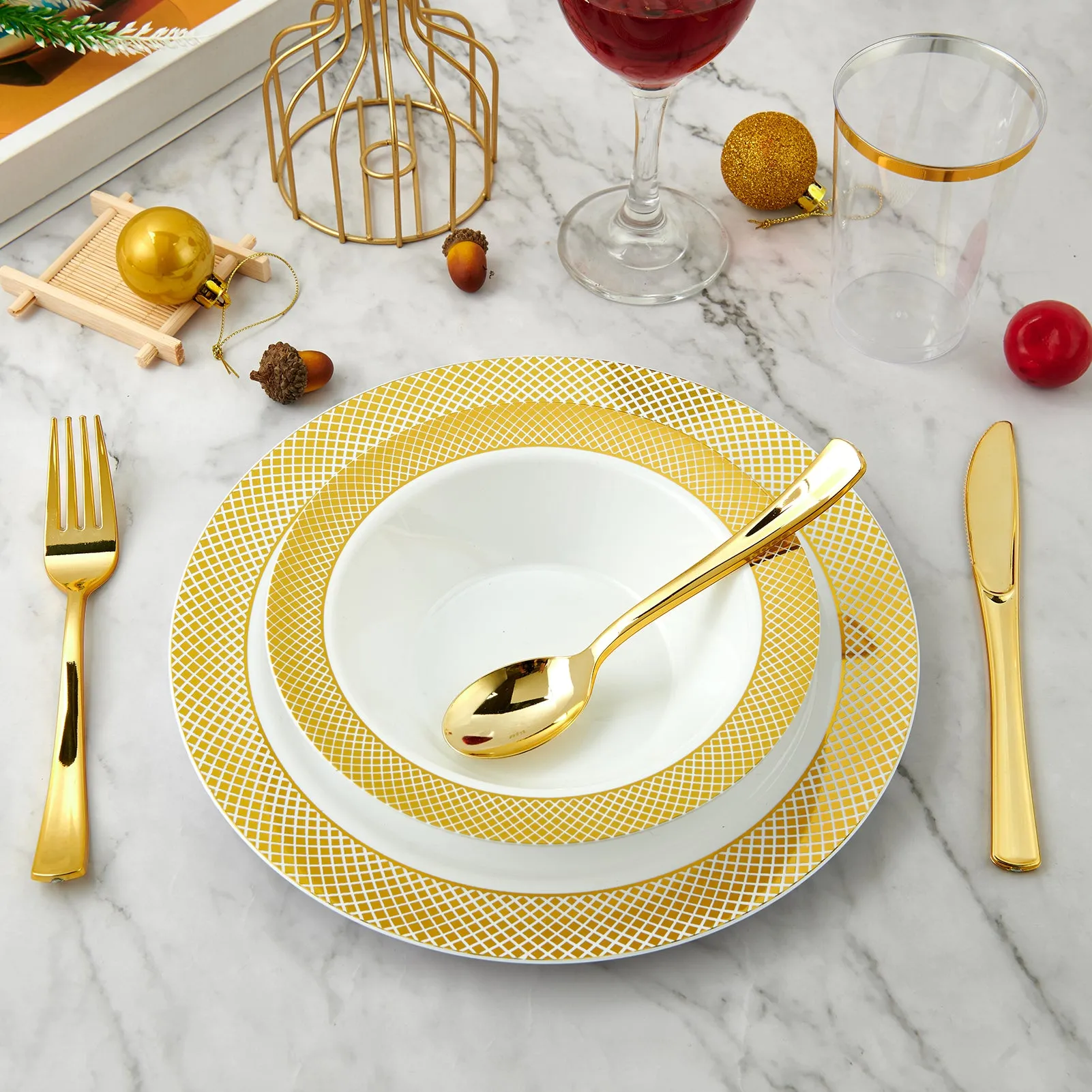 Gold&Silver Rim Plastic(PS) Bowls