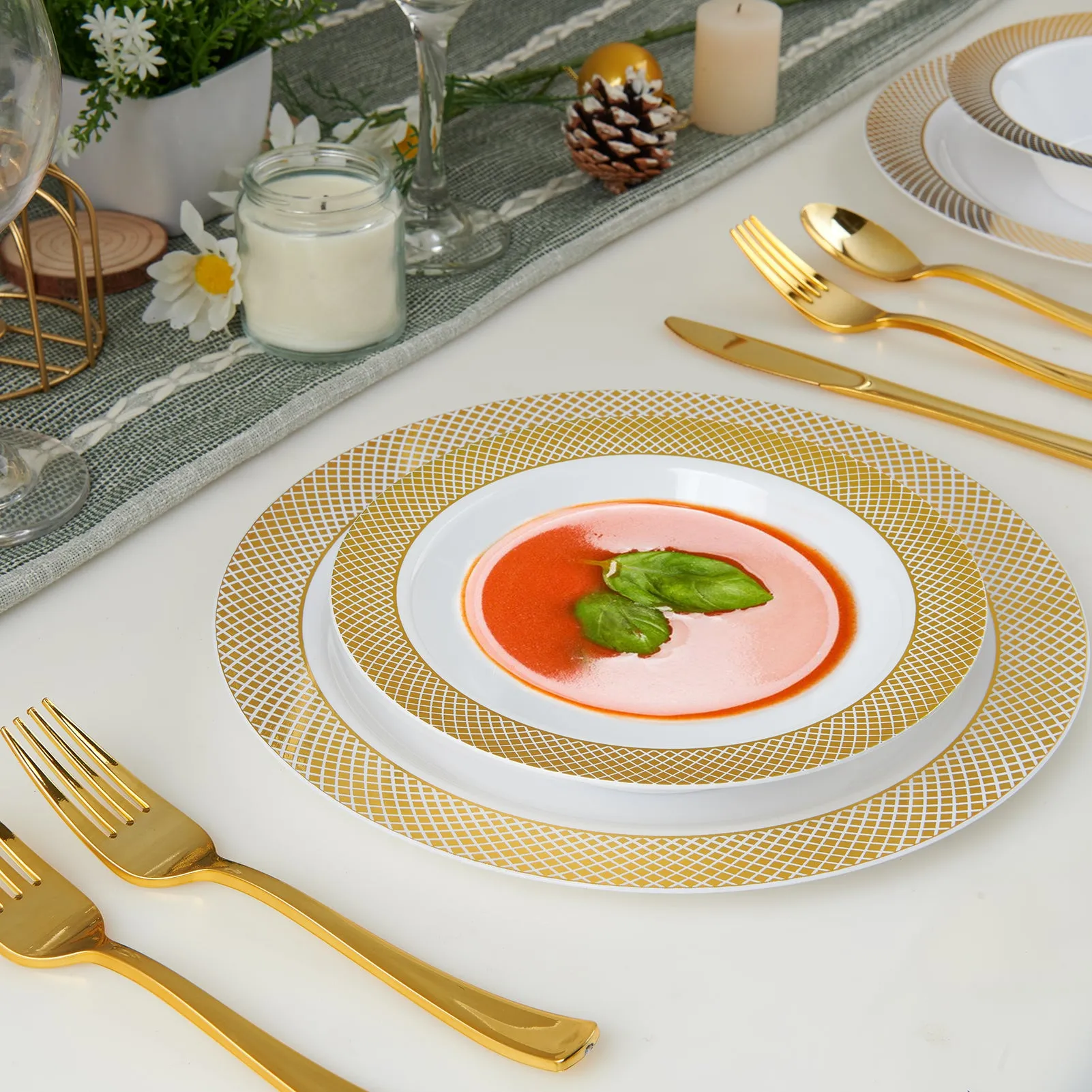 Gold&Silver Rim Plastic(PS) Bowls
