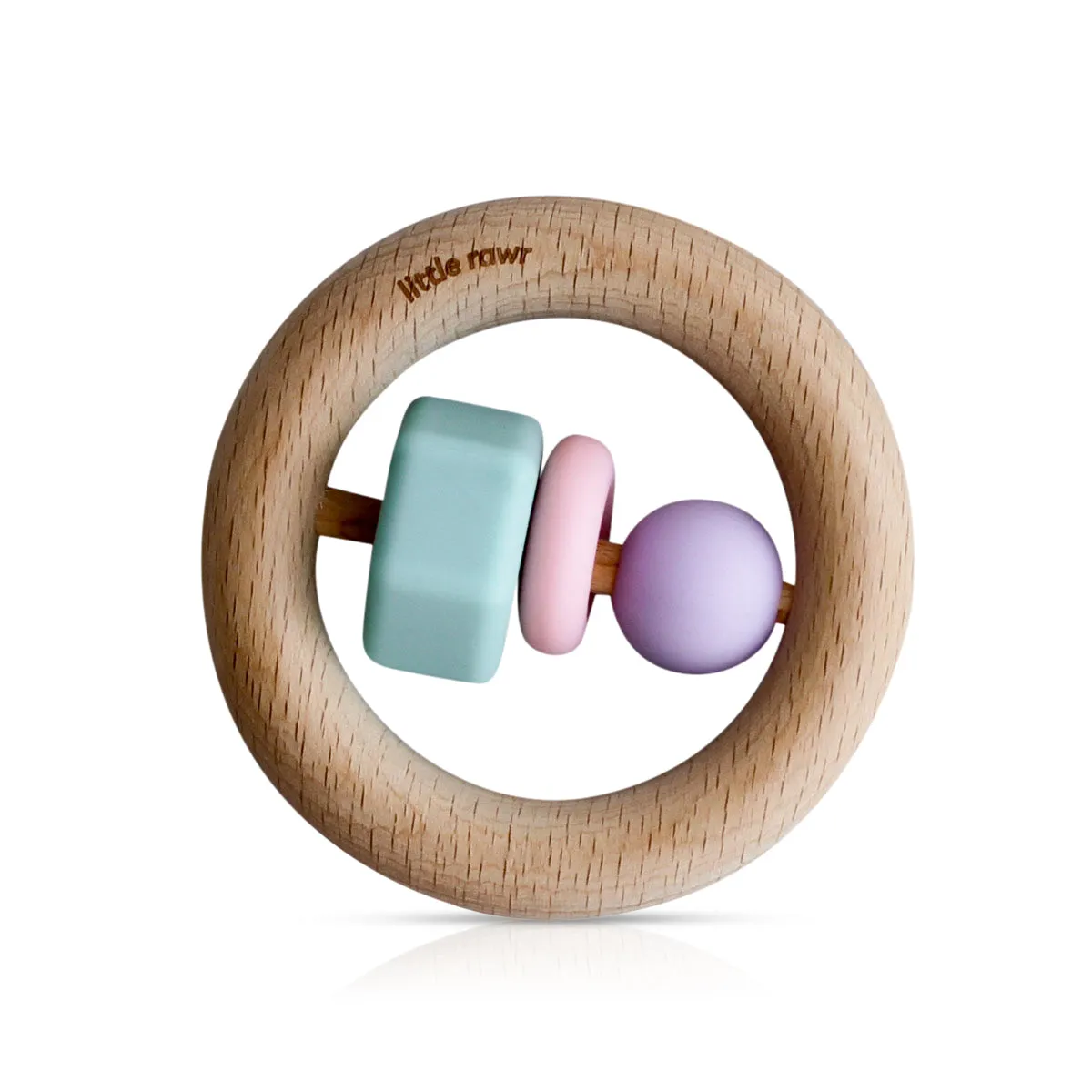 Little Rawr Wood   Silicone Bead O Shape Teether Toy