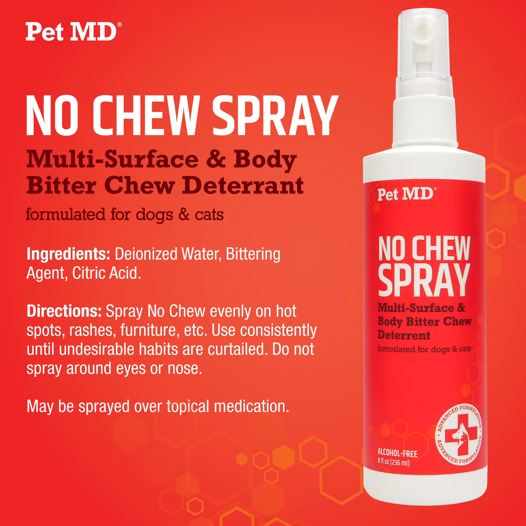 No Chew Deterrent Spray for Dogs & Cats  - 8 oz