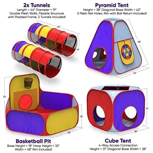 Playz 6ft. Kids Playhouse Jungle Gym Tunnel and Tent Set Parent