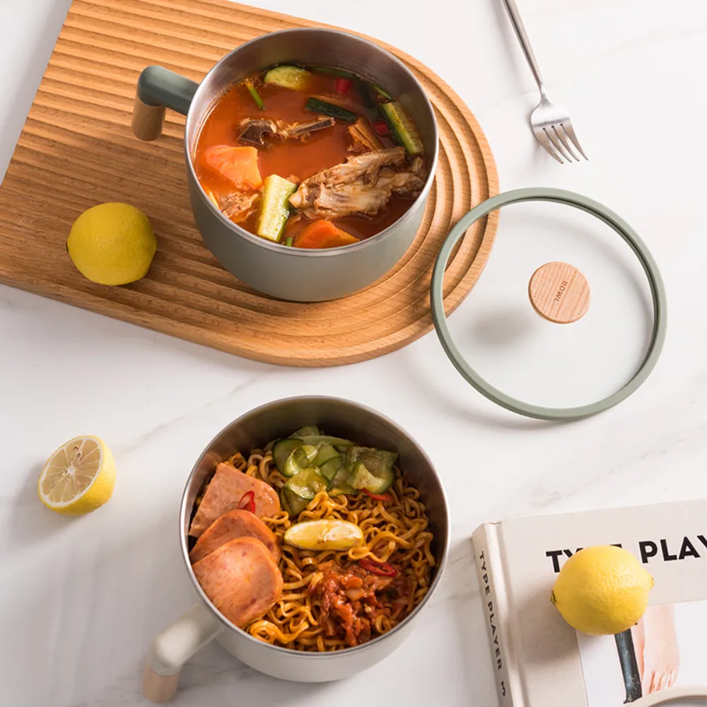 Stainless Steel Soup Tank With Lid & Wood Handle